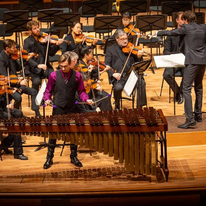Jacob Kryger performing Corelli/Jenkins La Folia concerto for marimba and string orchestra with the Calgary Philharmonic Orchestra at Music Conference Alberta 2019